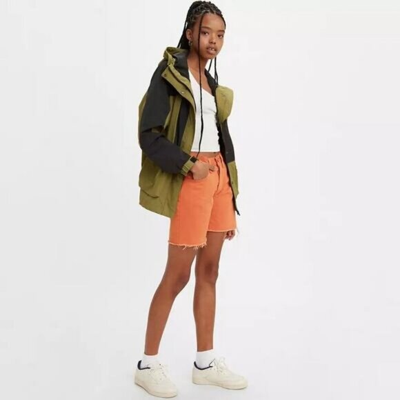 NWT LEVI'S 501 90's Women's Denim Shorts Size 24 Orange Garment Dye - Picture 2 of 7